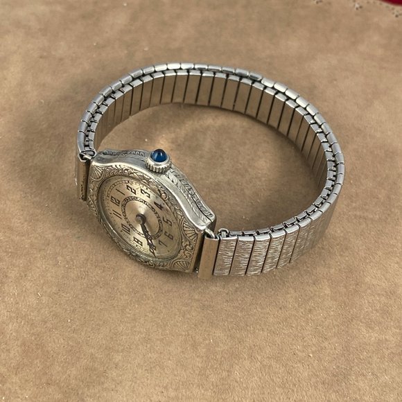 Antique Swiss Elaine 6 Jewel Movement 14 Karat Rolled White Gold Watch